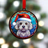 Bichon Frise in Santa Hat Suncatcher Decoration